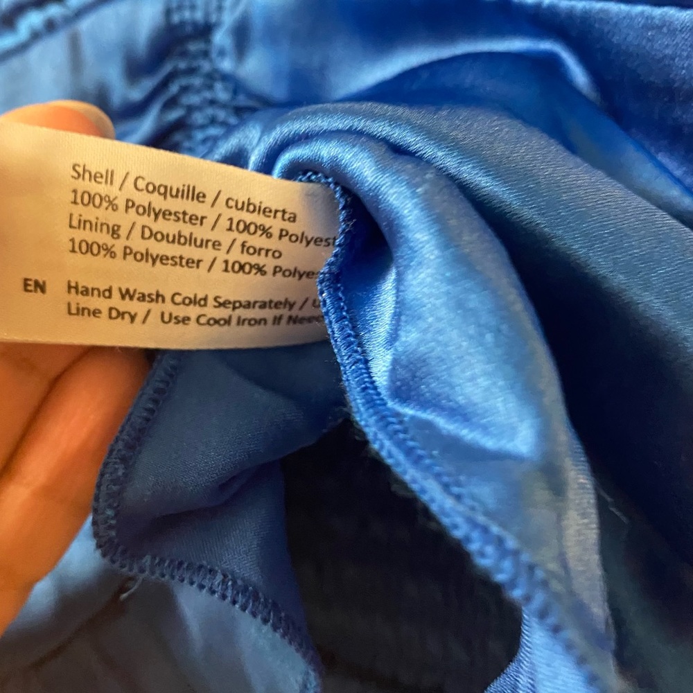 NWT B.O.G Collective | Royal Blue Satin Sweetheart Neckline Ruched Pleated Top S - Picture 6 of 6